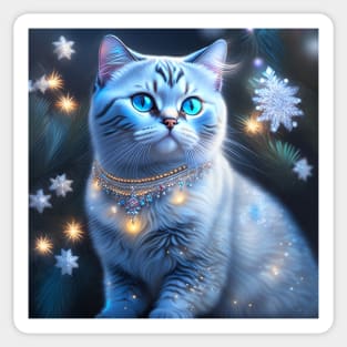 British Shorthair Kitten Christmas Sticker